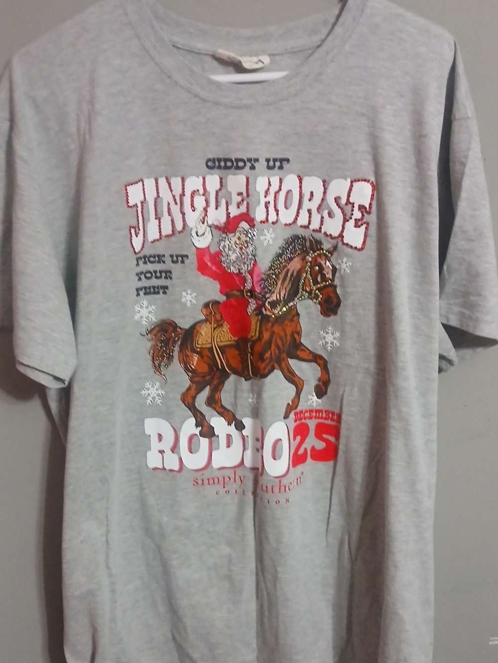 Simply Southern Gray Short Sleeve Tee with Red and Brown Graphic